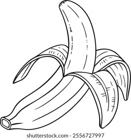 Outline of a banana showcasing its distinct shape and curvature in a simple design