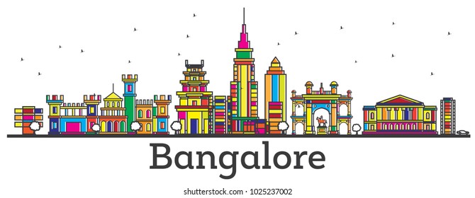 Outline Bangalore India City Skyline Color Stock Vector (royalty Free 