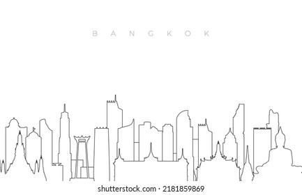 Skyline von Bangkok. Trendy Vorlage mit Stadtgebäuden und Wahrzeichen in Bangkok im Linienstil. Stock-Vektordesign. 