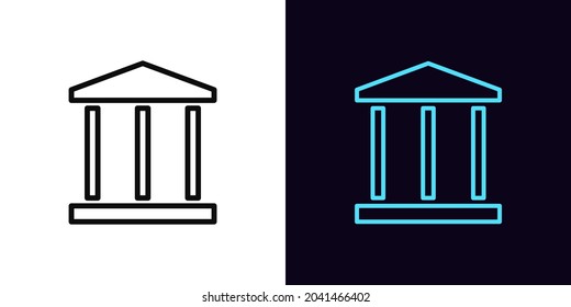 Outline bank building icon, with editable stroke. Linear bank sign, government or courthouse pictogram. Online banking and investment, central bank. Vector icon, sign, symbol for UI and Animation