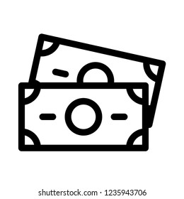 Outline banknotes icon on white background, money sign silhouette illustration, web site, page and mobile app design vector element.