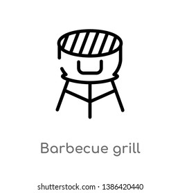outline barbecue grill vector icon. isolated black simple line element illustration from food concept. editable vector stroke barbecue grill icon on white background