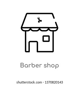 outline barber shop vector icon. isolated black simple line element illustration from beauty concept. editable vector stroke barber shop icon on white background