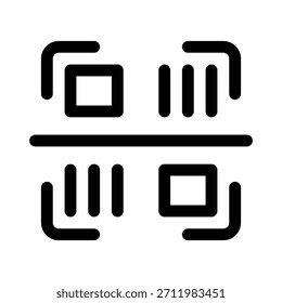 Icono de código de barras de esquema para escanear, código de producto y datos comerciales.