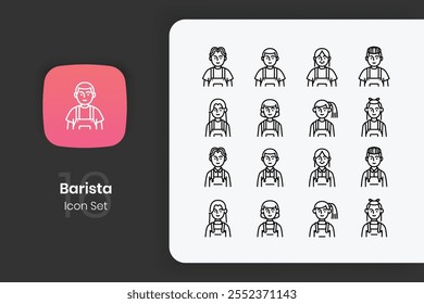 Contornar conjunto de ícones do avatar do barista