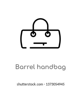 outline barrel handbag vector icon. isolated black simple line element illustration from clothes concept. editable vector stroke barrel handbag icon on white background