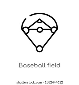 outline baseball field vector icon. isolated black simple line element illustration from free time concept. editable vector stroke baseball field icon on white background