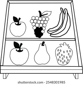 Outline Basket with various kinds of fruit