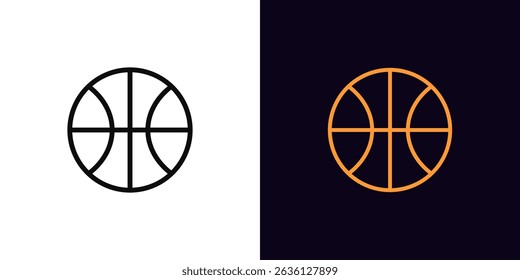Outline basketball icon, with editable stroke. Basketball game icon, sport ball. Basketball championship and tournament, sport league, game court, play ball. Vector icon