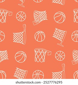 Outline Basketball Ring Sport Vector Seamless Pattern illustration Design