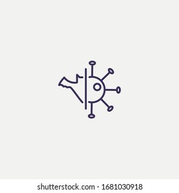 Guión de contorno y coronavirus icon.bat e ilustración del vector coronavirus. Símbolo de web y móvil