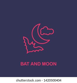 Outline bat and moon icon.bat and moon vector illustration. Symbol for web and mobile