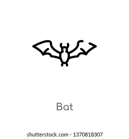 outline bat vector icon. isolated black simple line element illustration from autumn concept. editable vector stroke bat icon on white background