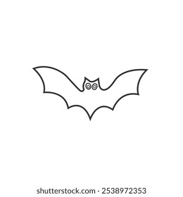 Outline bat vector isolated. Outline bat icon on white background. Icon for web design, apps, sticker, banner, poster, printing usage and part of logo.