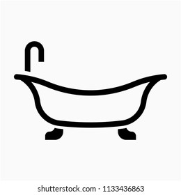 outline bathroom porcelain bathtub bath tub vector icon