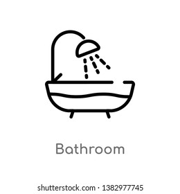 outline bathroom vector icon. isolated black simple line element illustration from hygiene concept. editable vector stroke bathroom icon on white background