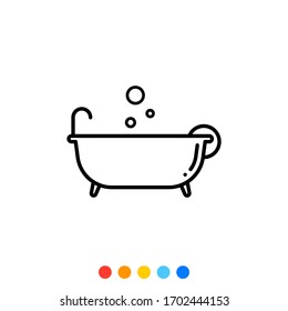 Outline Bathtub Icon,Vector And Illustration.