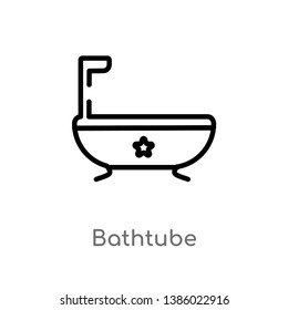 outline bathtube vector icon. isolated black simple line element illustration from holidays concept. editable vector stroke bathtube icon on white background