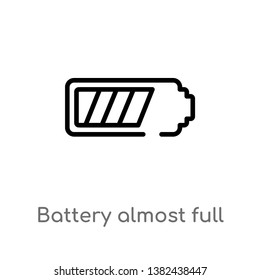 outline battery almost full vector icon. isolated black simple line element illustration from electronic stuff fill concept. editable vector stroke battery almost full icon on white background