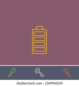 Outline battery icon.Best battery vector, illustrated icon for modern web and mobile design.Bonus broken key symbol