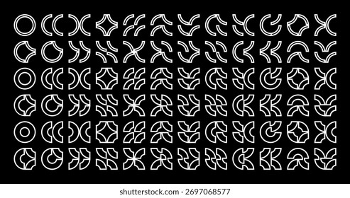 Conjunto de iconos de patrón abstracto de curva de bauhaus de contorno