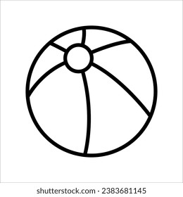 outline beach ball icon, vector line illustration for summer and beach leisure fun time 