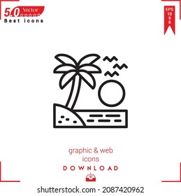 Outline beach icon. beach icon vector isolated on white background. Graphic design, material-design,  mobile application, logo, user interface. EPS 10 format vector