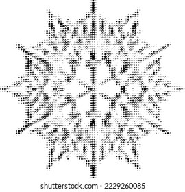 Outline beaded vanishing snowflake based on the structure of the mandala. Vector. Space for copy text.