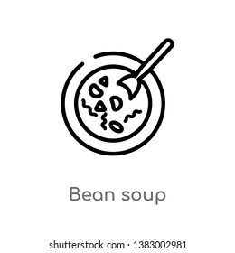 outline bean soup vector icon. isolated black simple line element illustration from food concept. editable vector stroke bean soup icon on white background