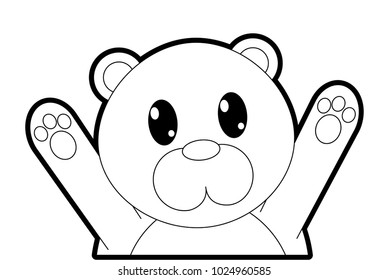 outline bear cute animal with hands up