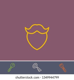 Outline beard icon.Best beard vector, illustrated icon for modern web and mobile design.Bonus broken key symbol