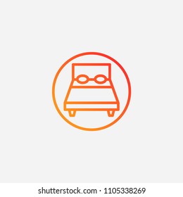 Outline bed icon illustration,vector hotel  sign symbol