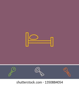 Outline bed icon.Best bed vector, illustrated icon for modern web and mobile design.Bonus broken key symbol