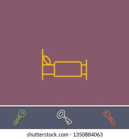 Outline bed icon.Best bed vector, illustrated icon for modern web and mobile design.Bonus broken key symbol