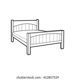 outline bed with mattress vector illustration