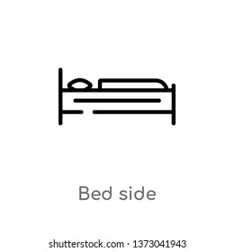 outline bed side vector icon. isolated black simple line element illustration from buildings concept. editable vector stroke bed side icon on white background