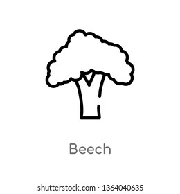 outline beech vector icon. isolated black simple line element illustration from nature concept. editable vector stroke beech icon on white background