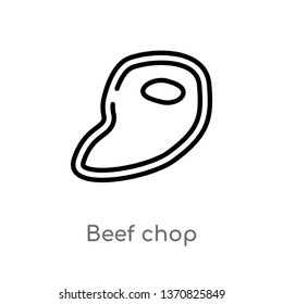 outline beef chop vector icon. isolated black simple line element illustration from bistro and restaurant concept. editable vector stroke beef chop icon on white background