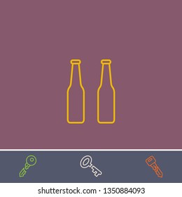 Outline beer bottle icon.Best beer bottle vector, illustrated icon for modern web and mobile design.Bonus broken key symbol