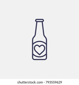 Outline beer bottle love valentines day  icon illustration isolated vector sign symbol