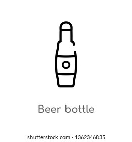 outline beer bottle vector icon. isolated black simple line element illustration from alcohol concept. editable vector stroke beer bottle icon on white background