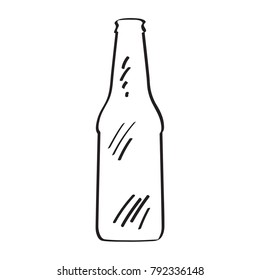 Outline of a beer bottle, Vector illustration