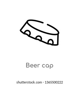 outline beer cap vector icon. isolated black simple line element illustration from miscellaneous concept. editable vector stroke beer cap icon on white background