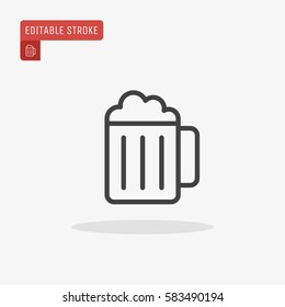 Outline Beer Icon isolated on grey background. Line glass pictogram. St. Patricks day symbol for web site design, logo, app, UI. Editable stroke. Vector illustration. Eps10.