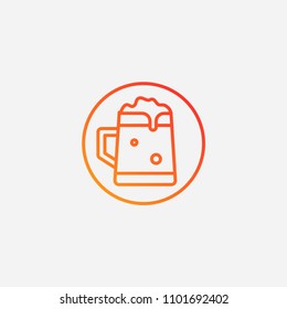 Outline beer mug icon,gradient illustration,glass of beer vector drink alcohol sign,bar symbol
