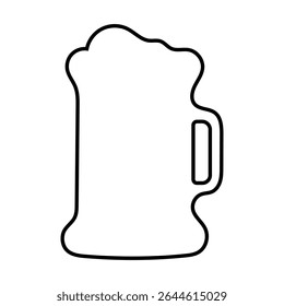 Outline of beer mug with side handle isolated on white background, minimal black line illustration