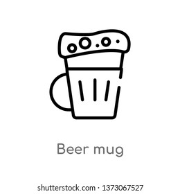 outline beer mug vector icon. isolated black simple line element illustration from drinks concept. editable vector stroke beer mug icon on white background
