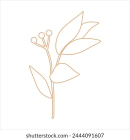Outline beige abstract floral vector element