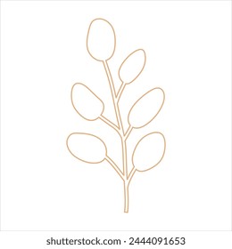 Outline beige abstract floral vector element