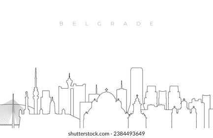 Outline Belgrade skyline. Trendy template with Belgrade buildings and landmarks in line style. Stock vector design. 